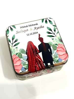 Personalized Nikkah Favor Tins UK - Floral Wedding Keepsake Boxes