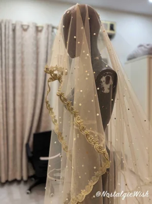 Hand-Embroidered Nikkah Veil UK - Pakistani Wedding Dupatta