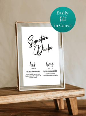 Printable Signature Drinks Sign UK