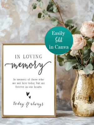 UK Wedding In Loving Memory Printable Template