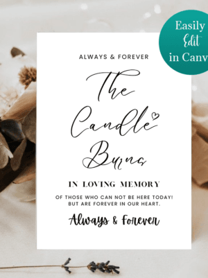 Candle Burns Memorial UK Wedding Sign