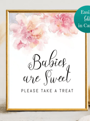 Pink Floral Baby Shower Sign UK