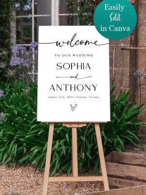 Elegant Calligraphy UK Wedding Welcome Sign Template
