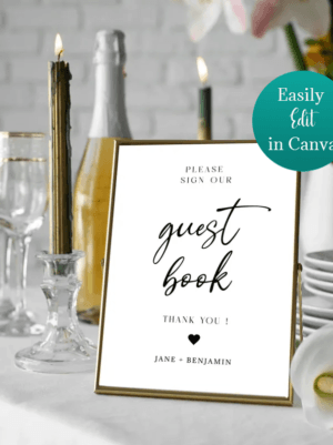 Minimalist UK Wedding Guest Book Sign Template