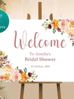 Floral Bridal Shower UK Welcome Sign
