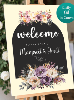 Floral UK Roka Welcome Sign Template