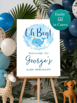 Whale Baby Sprinkle Welcome Sign UK