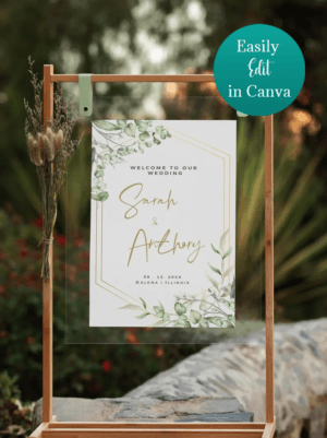 Greenery UK Wedding Welcome Sign Template