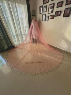 Zari Writing Nikkah Dupatta UK – Customizable Pakistani Bridal Veil