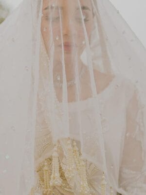 Elegant Pearl Scattered Soft Net Bridal Dupatta UK