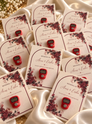 Floral Nikkah Favors with Digital Tasbeeh Wedding Favor Cards UK