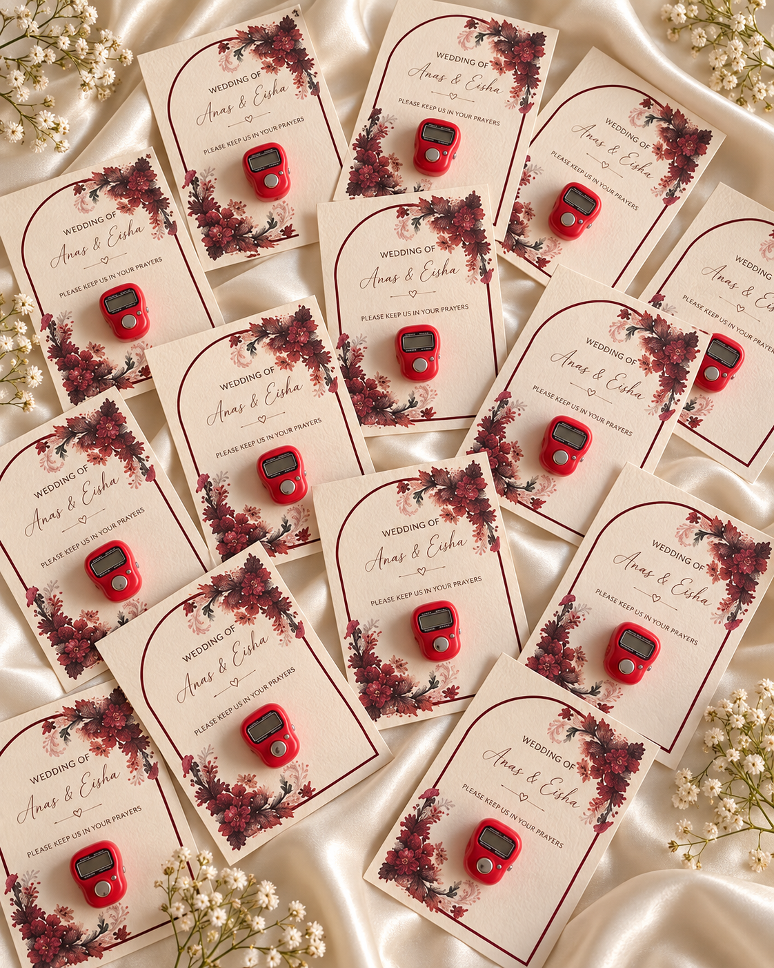 Floral Nikkah Favors with Digital Tasbeeh Wedding Favor Cards UK