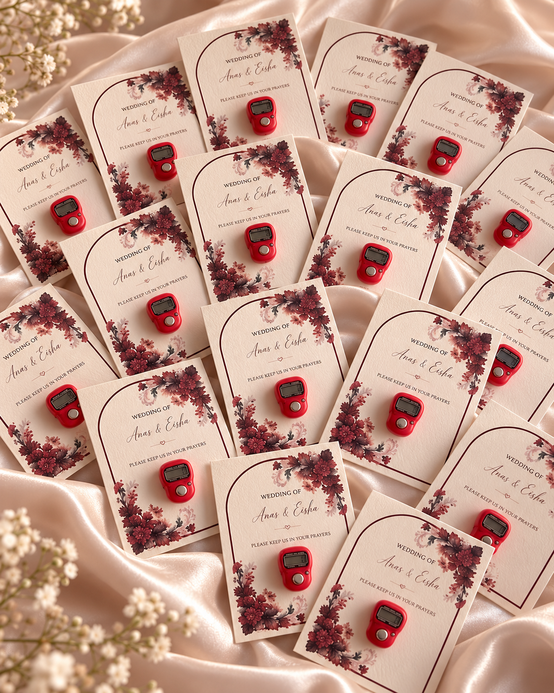 Floral Nikkah Favors with Digital Tasbeeh Wedding Favor Cards UK
