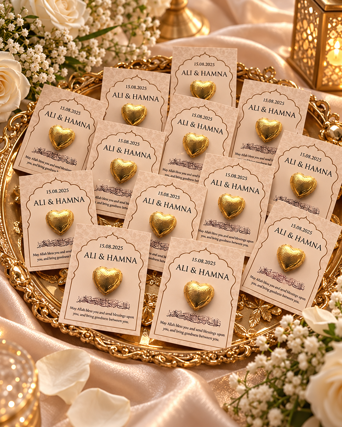 Mughal Arch Wedding Favor Cards with Islamic Dua UK