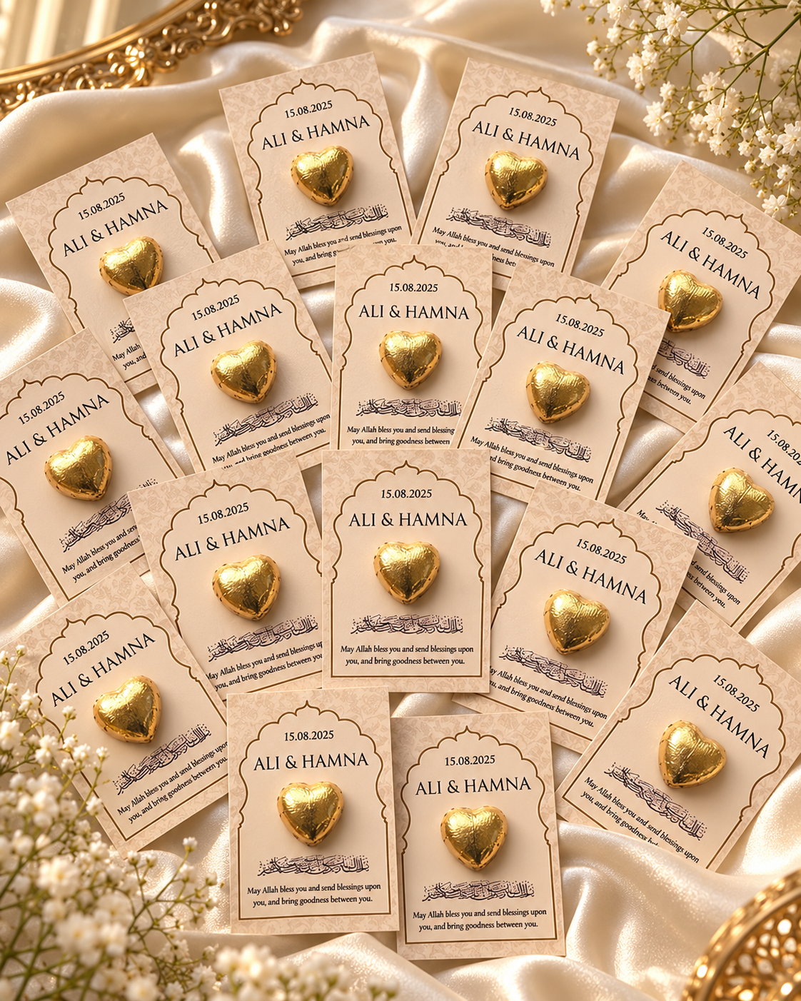 Mughal Arch Wedding Favor Cards with Islamic Dua UK
