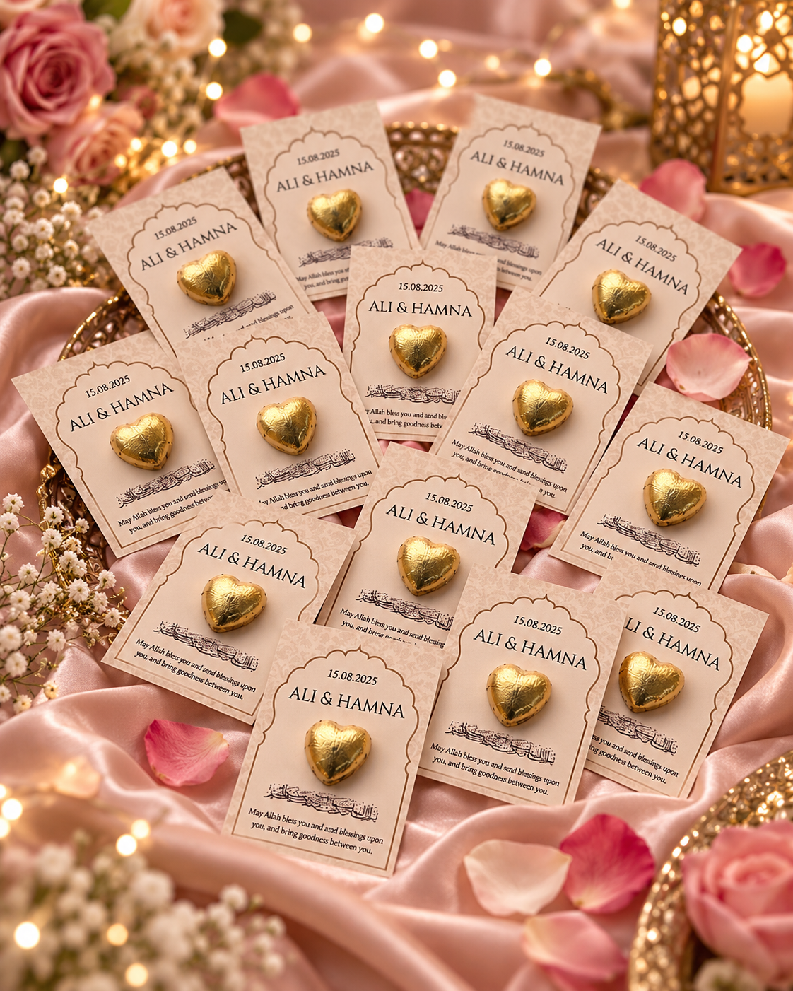 Mughal Arch Wedding Favor Cards with Islamic Dua UK